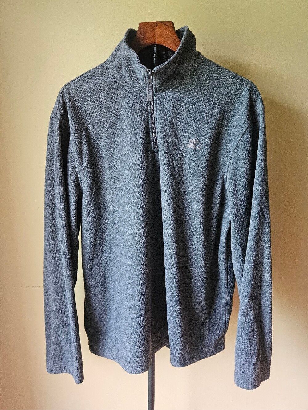 Starter Men's Zip-Front Thermal Pullover - Gray Size Large